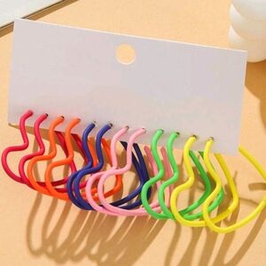 Color Pop Thin Heart Hoop Earrings Set